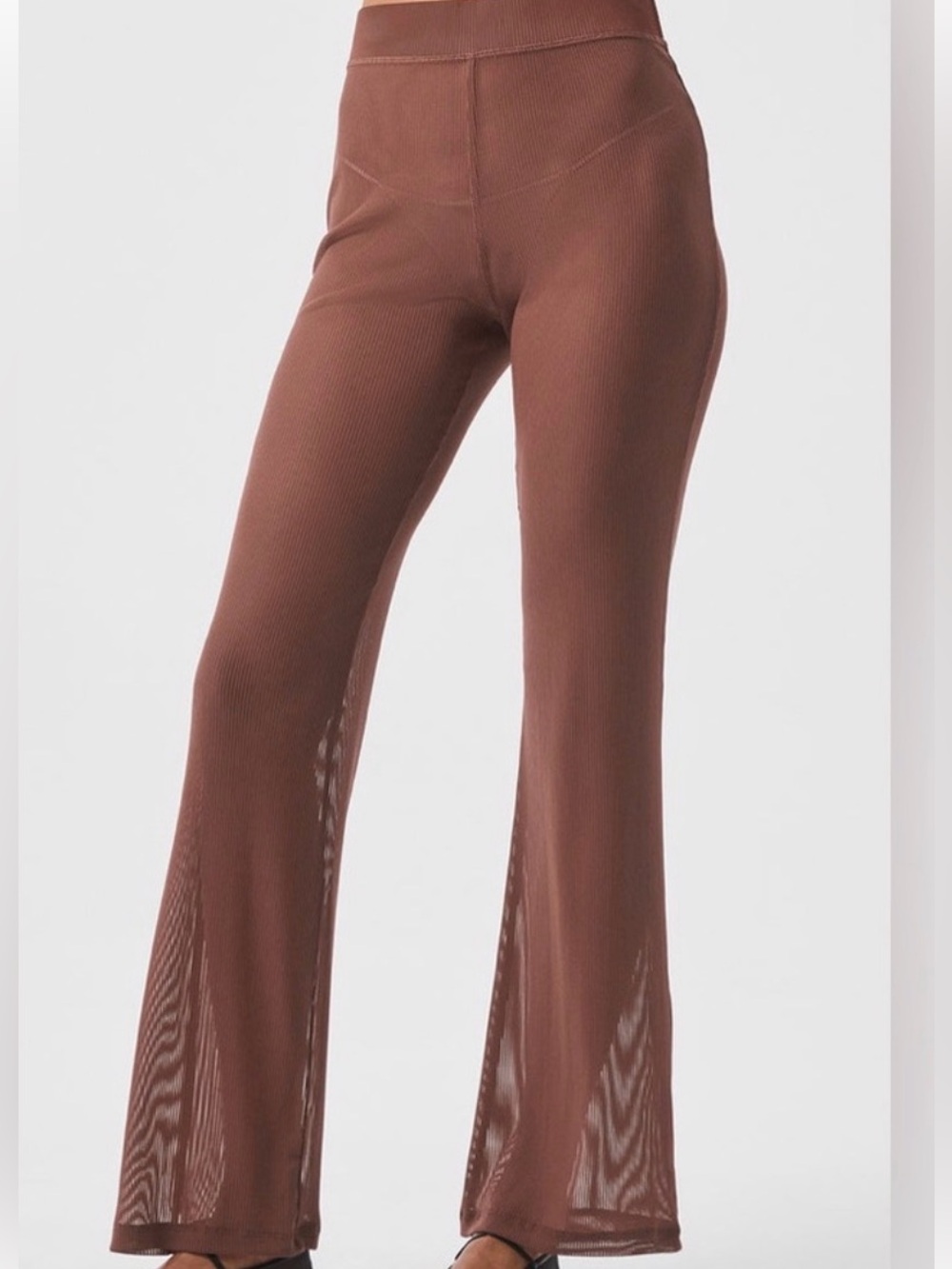 ALO Yoga Striped Mesh Tropical Nights Tank & Flare Pant in chestnut - Picture 2 of 10